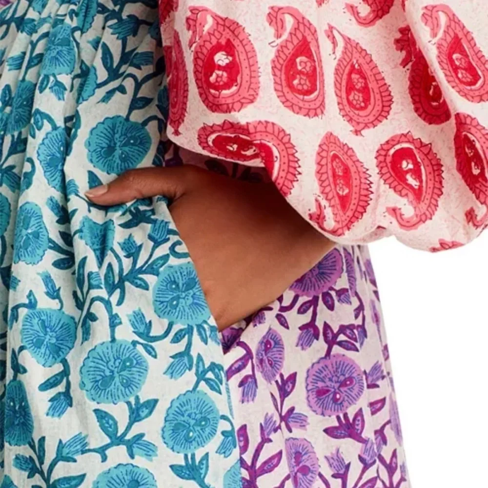 NEW Charina Sarte Floral Dress Women's XS Blue/Purple/Pink Balloon Sleeve Boho - Picture 5 of 14